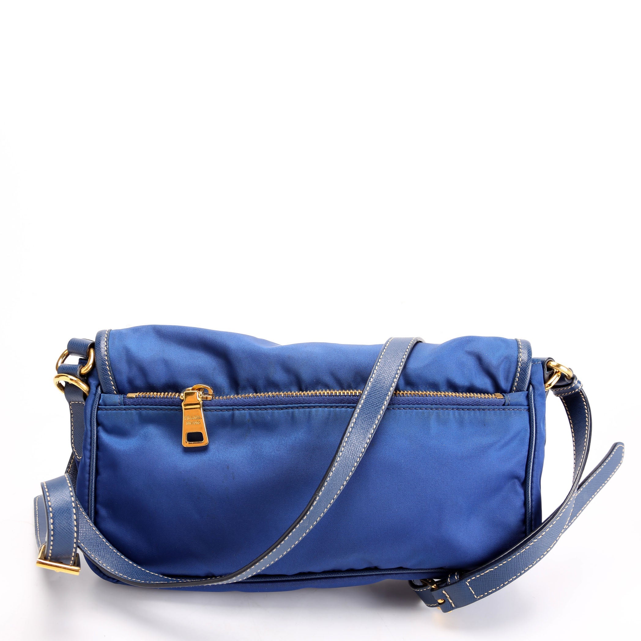 BT0772 Tessuto Nylon Saffiano Buckle Messenger Small Blue