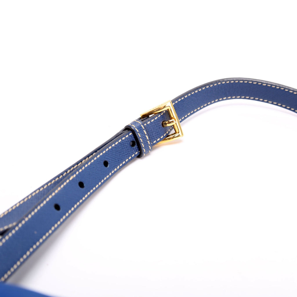 BT0772 Tessuto Nylon Saffiano Buckle Messenger Small Blue