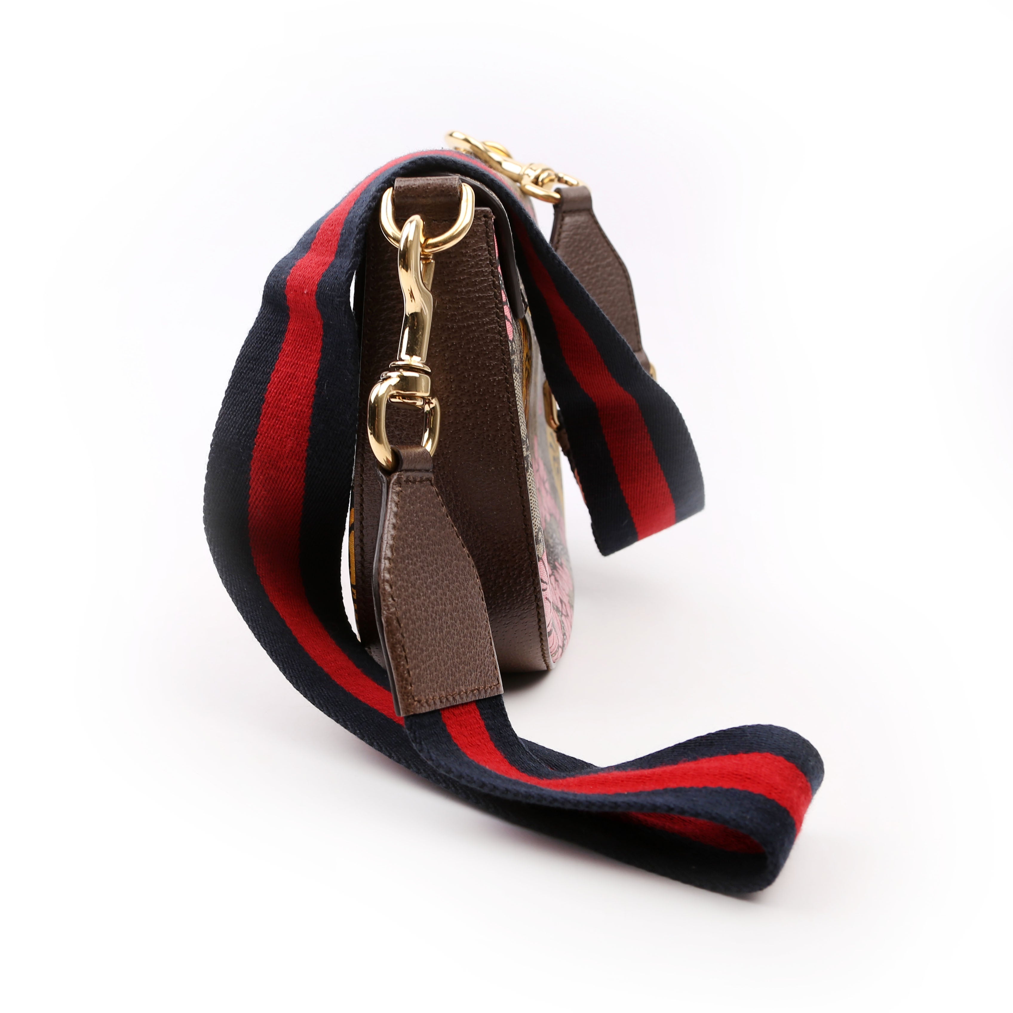 453189 GG Supreme Bengal Padlock Medium Messenger Brown