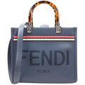 Fendi Sunshine Shopper Small Leather Tote Blue
