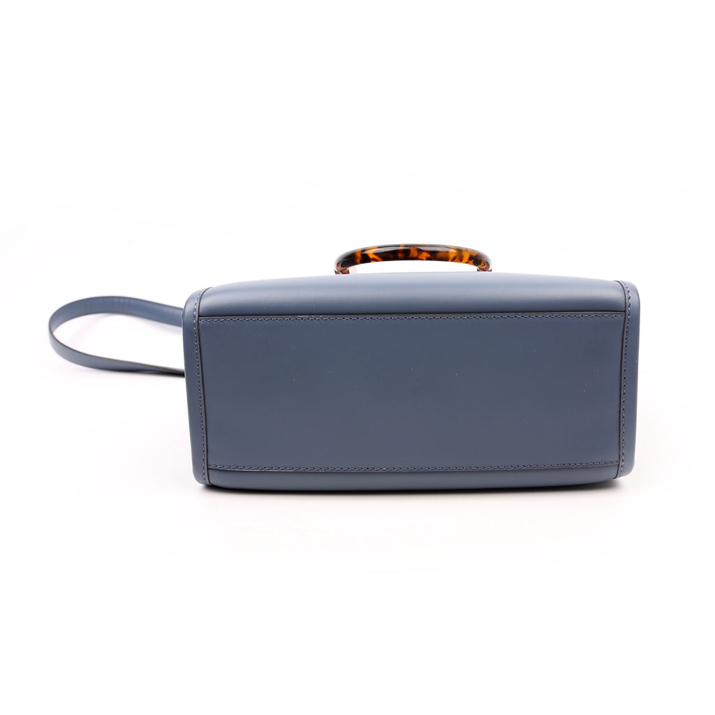 Fendi Sunshine Shopper Small Leather Tote Blue