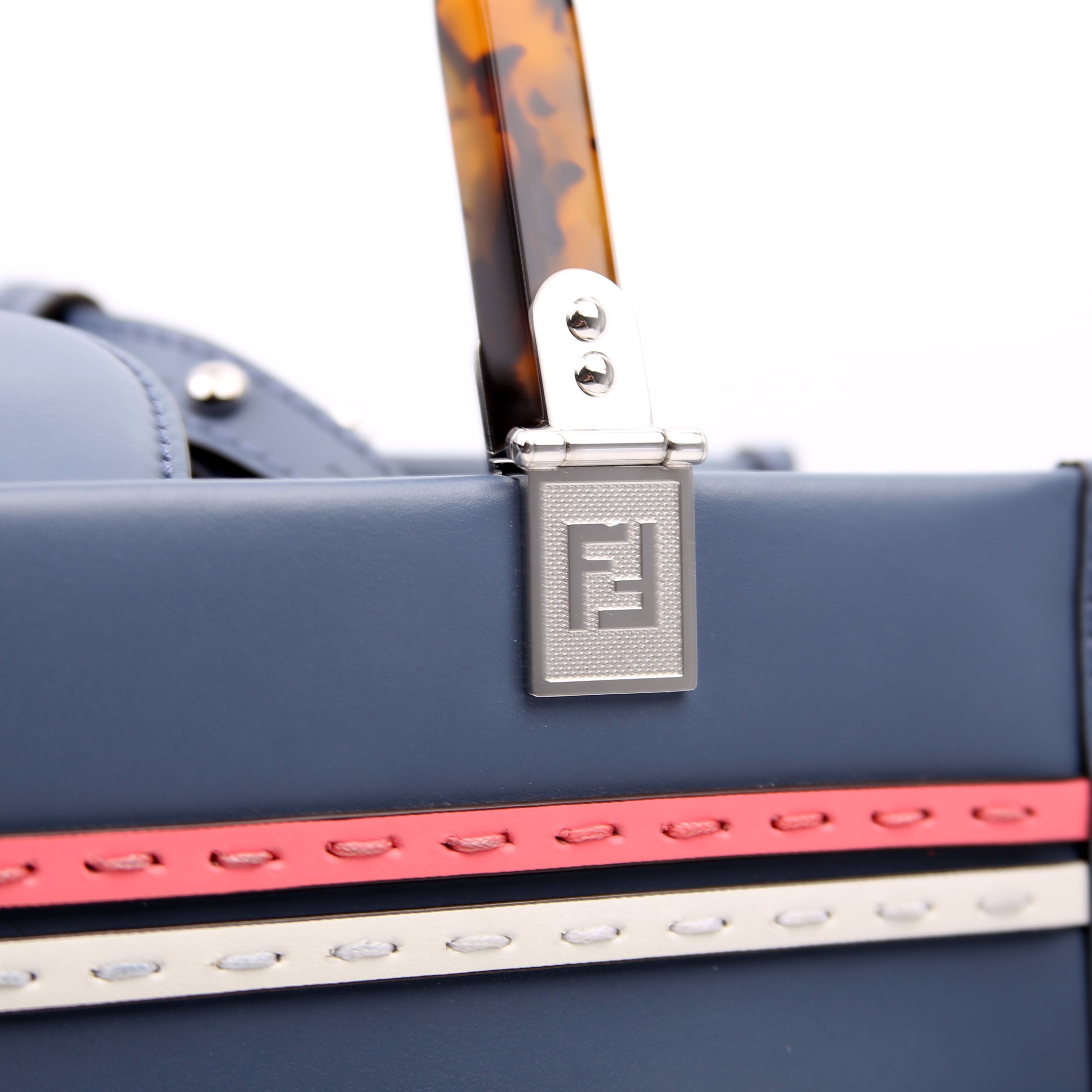 Fendi Sunshine Shopper Small Leather Tote Blue