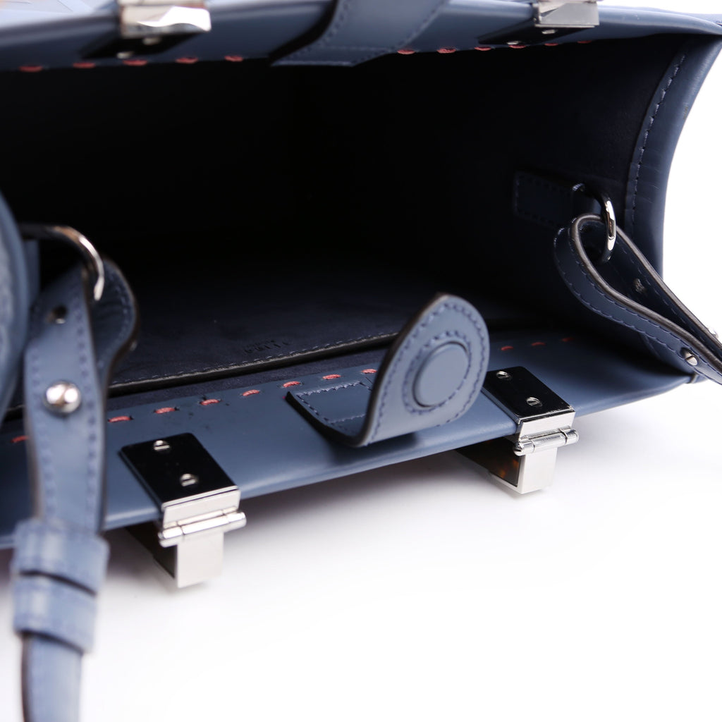 Fendi Sunshine Shopper Small Leather Tote Blue