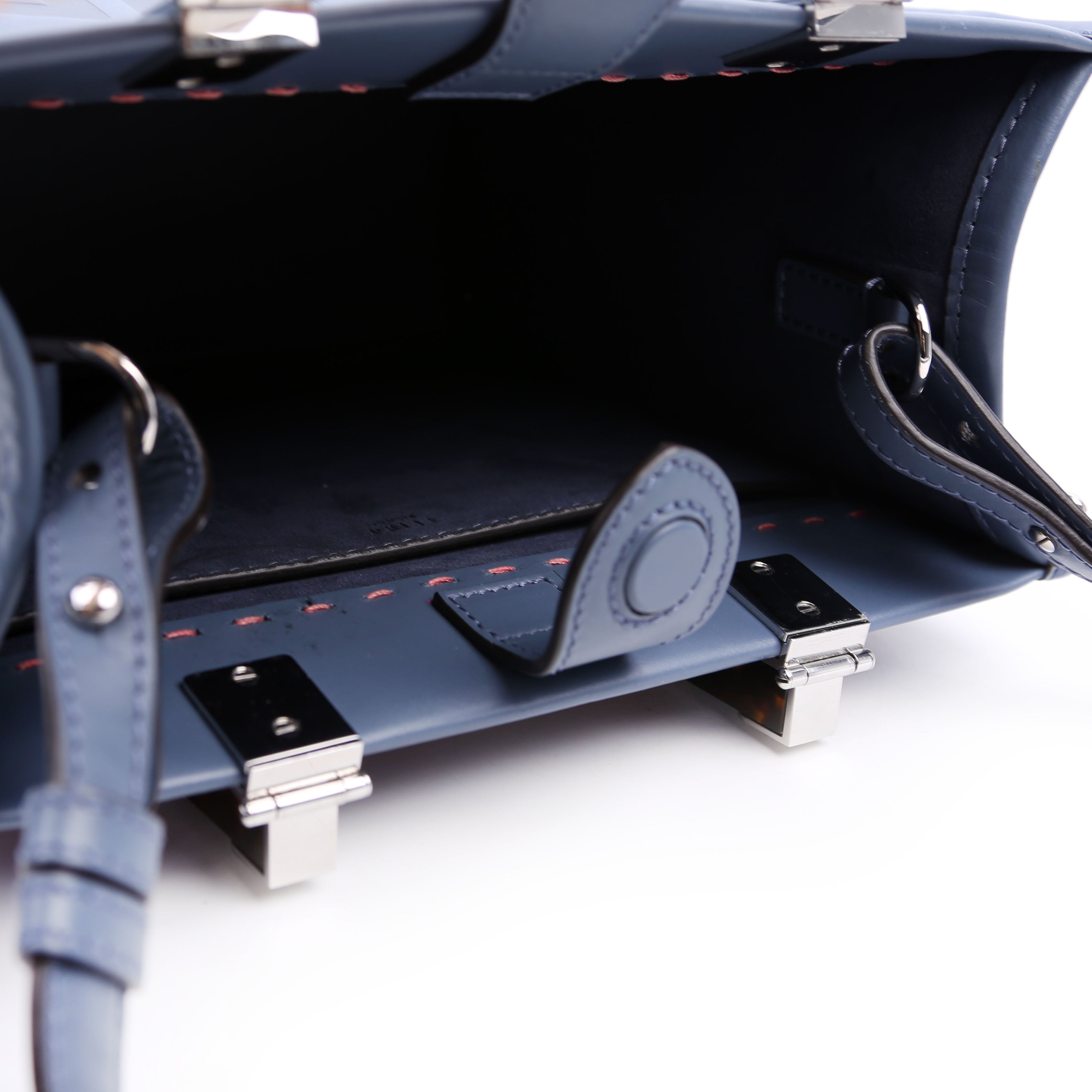 Fendi Sunshine Shopper Small Leather Tote Blue