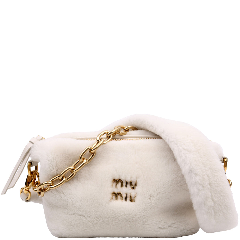 Faux Fur Chain Shoulder White/Gold
