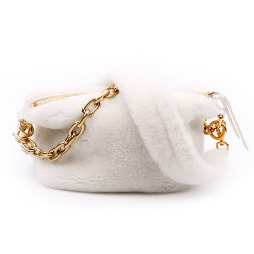 Faux Fur Chain Shoulder White/Gold