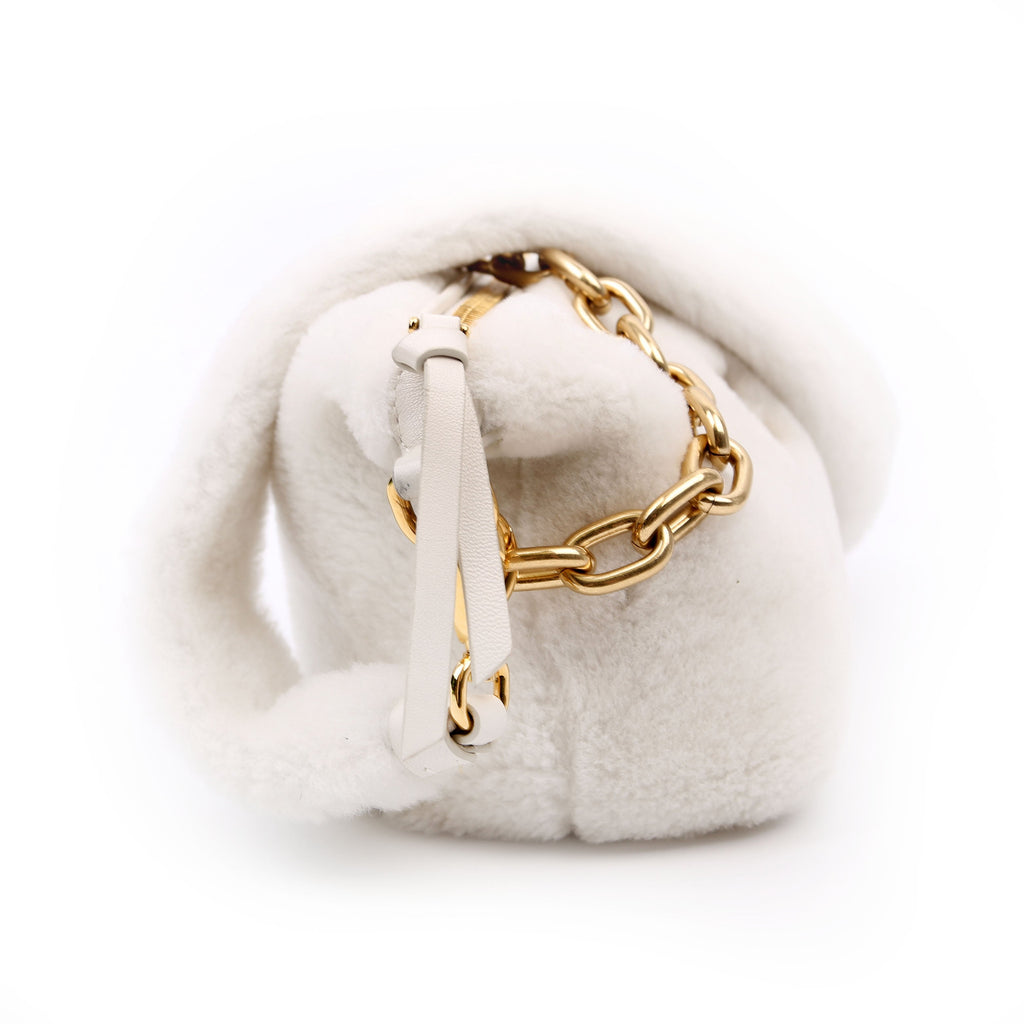 Faux Fur Chain Shoulder White/Gold