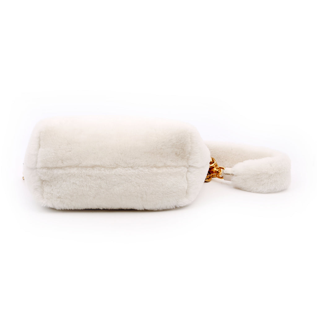 Faux Fur Chain Shoulder White/Gold