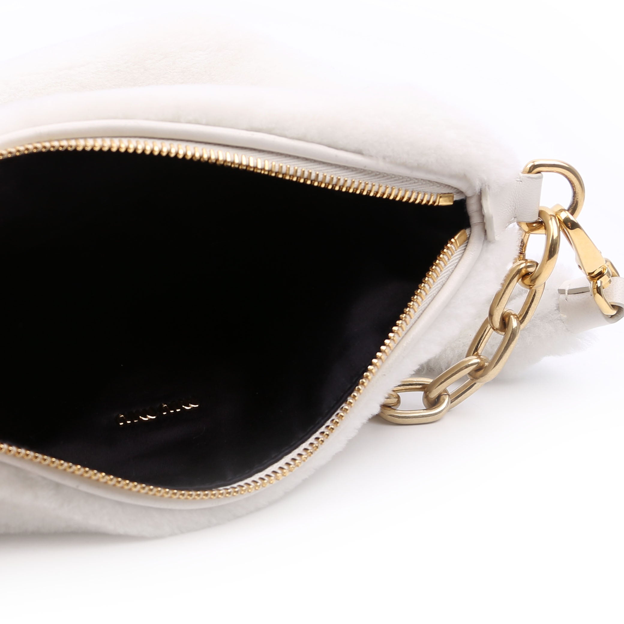 Faux Fur Chain Shoulder White/Gold