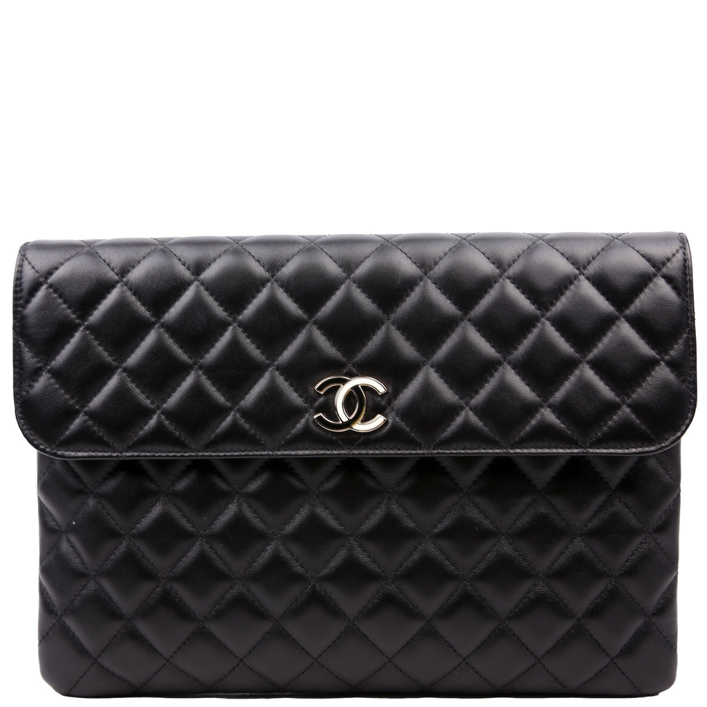 CC Quilted Flap Clutch 31M Black