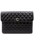 CC Quilted Flap Clutch 31M Black