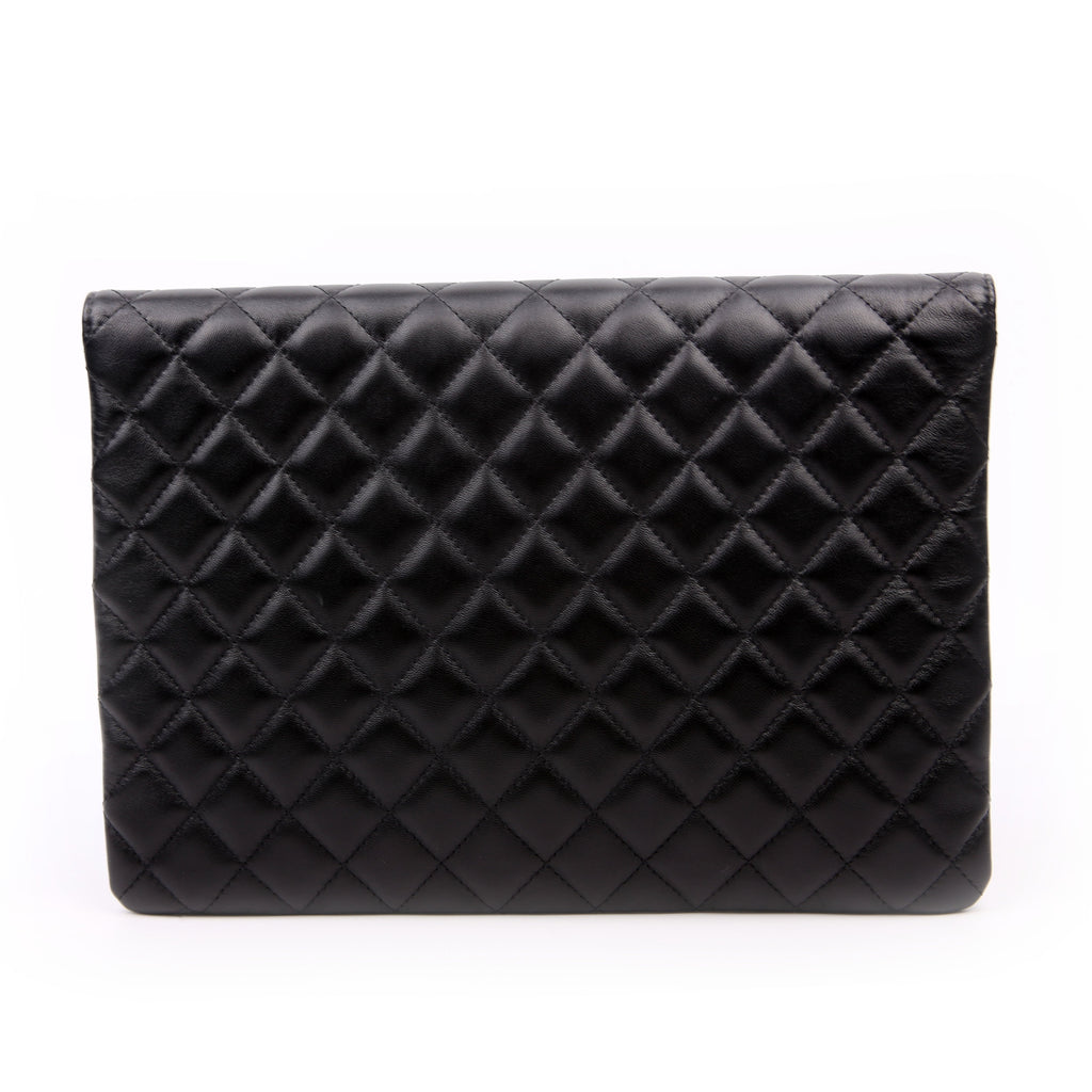 CC Quilted Flap Clutch 31M Black