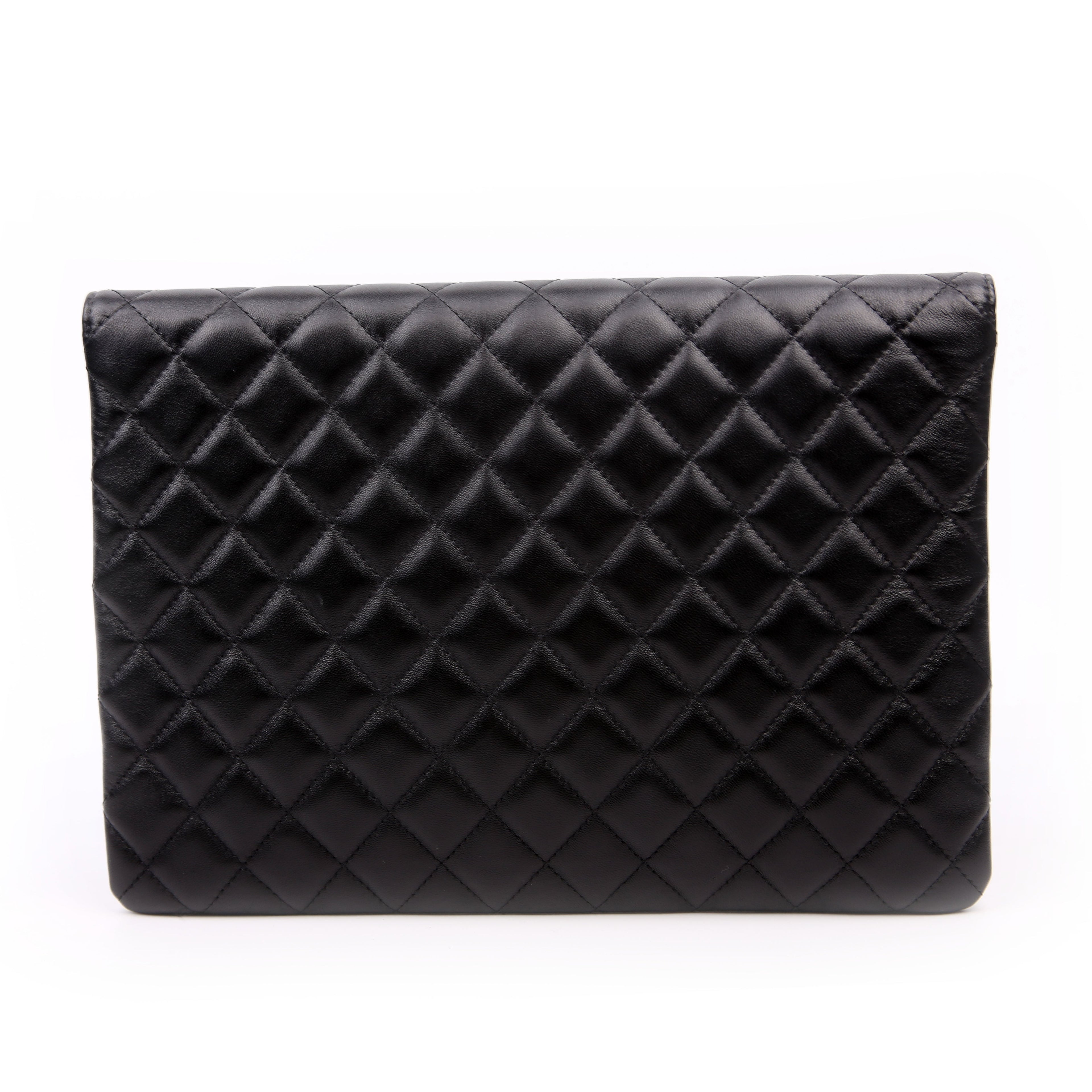 CC Quilted Flap Clutch 31M Black