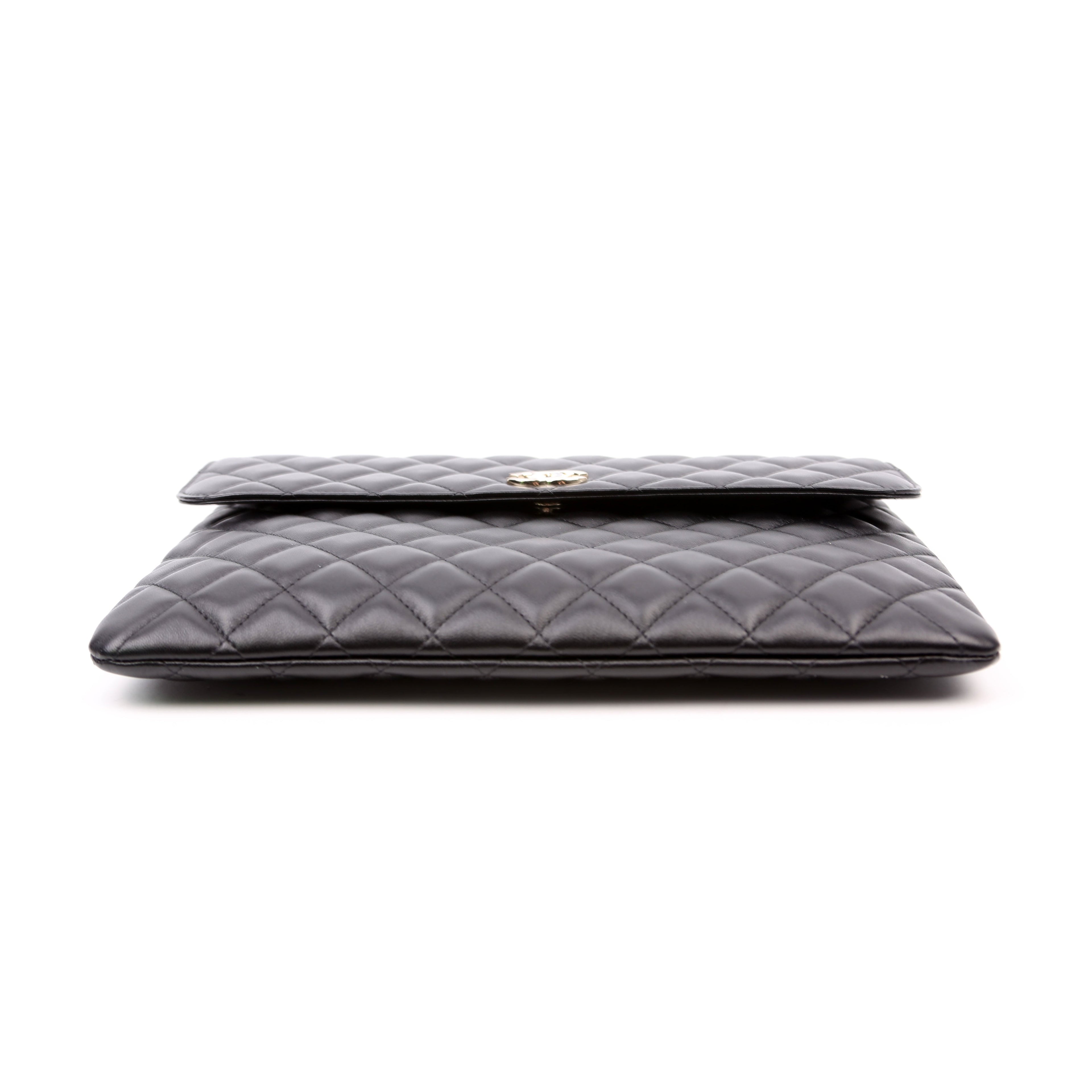 CC Quilted Flap Clutch 31M Black