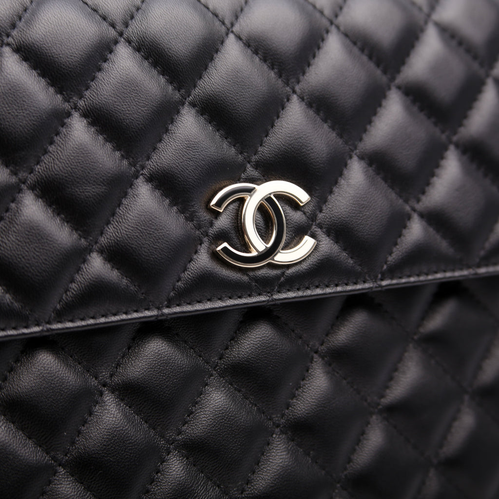 CC Quilted Flap Clutch 31M Black
