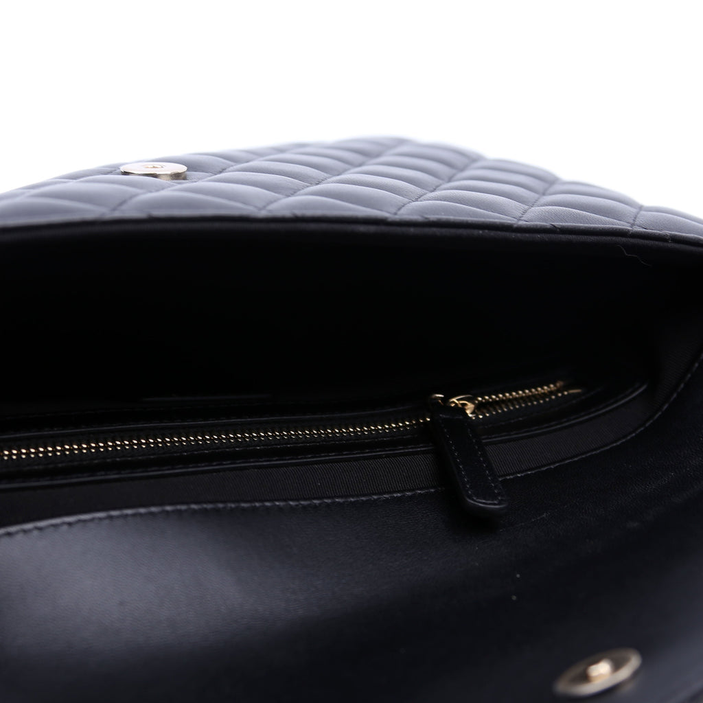 CC Quilted Flap Clutch 31M Black