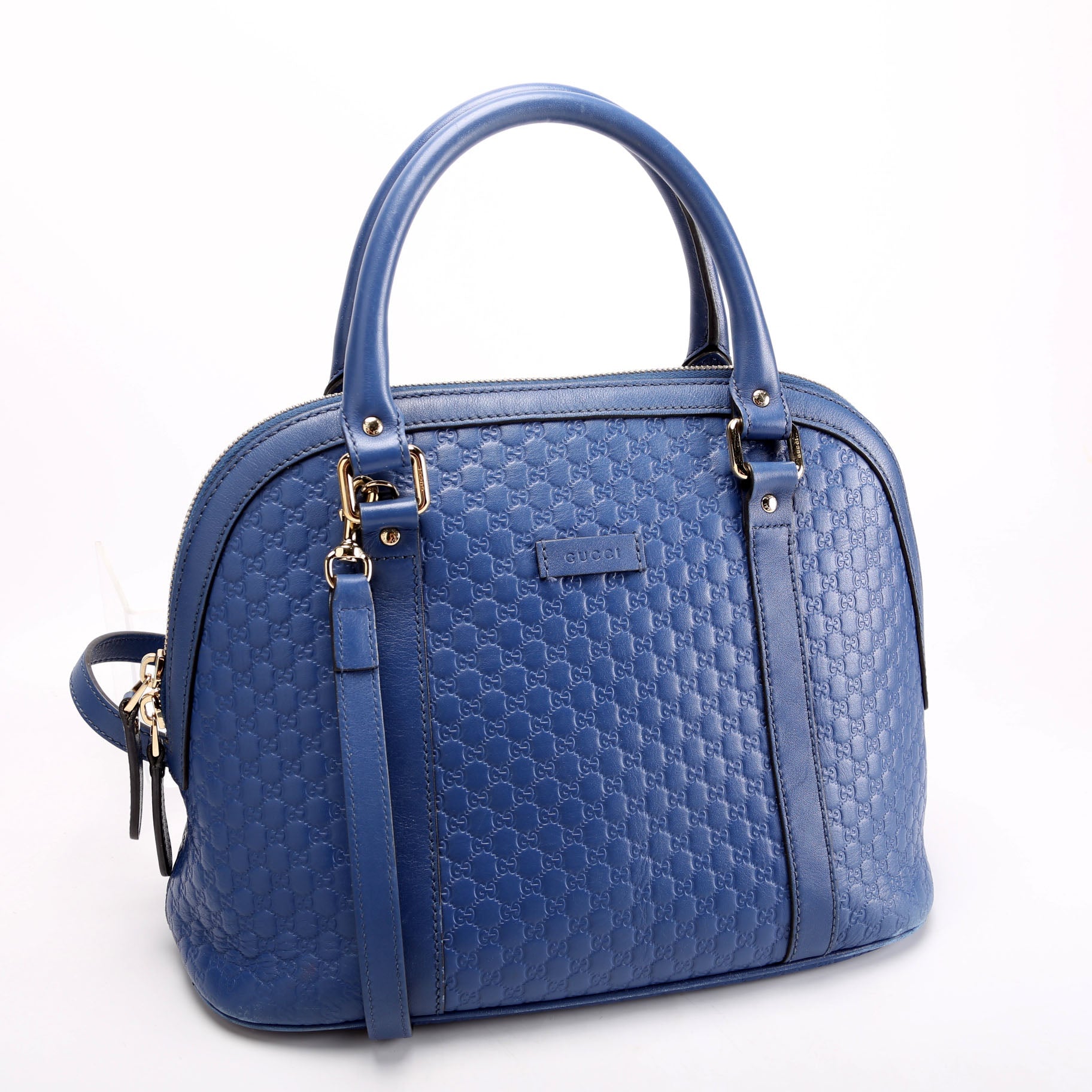 449663 Guccissima Dome Bag Medium Blue