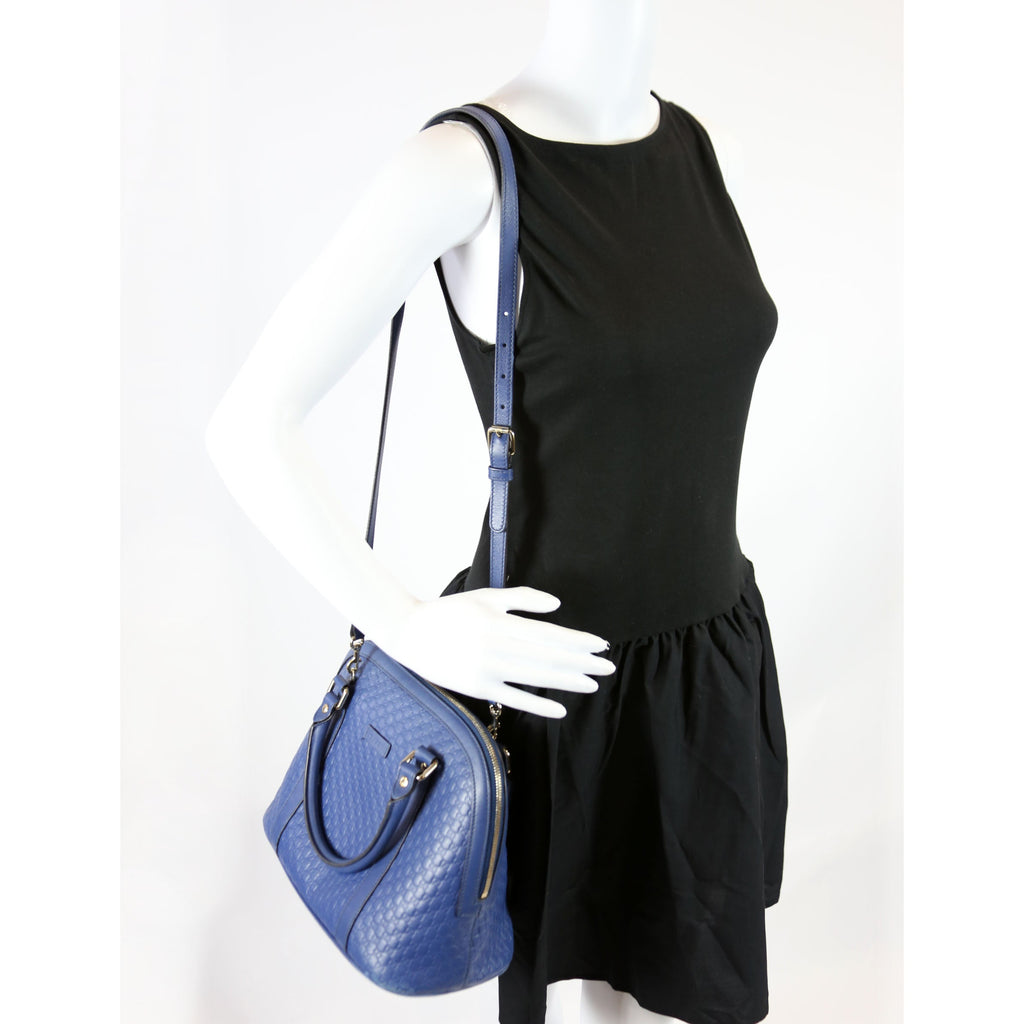 449663 Guccissima Dome Bag Medium Blue
