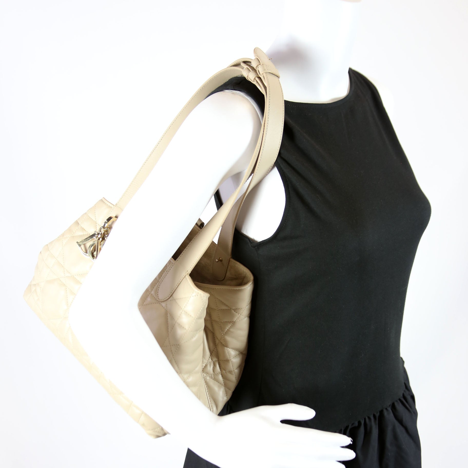 Dior Toujours Medium Macrocannage Calfskin Bag Beige
