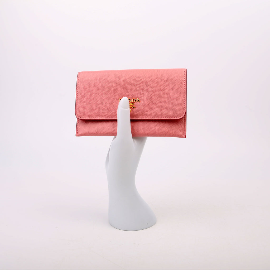 Saffiano Envelope Wallet Small Pink