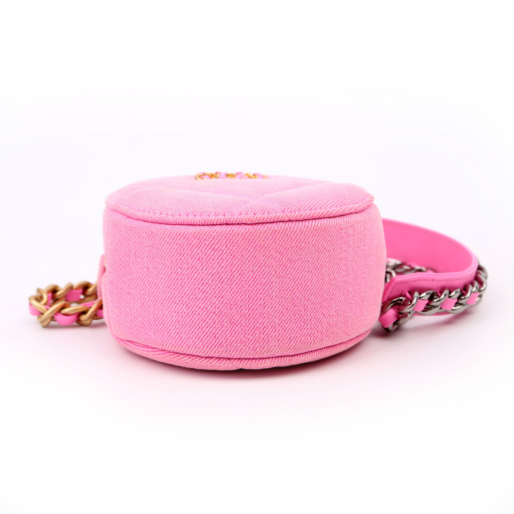 Chanel 19 Round Clutch Denim 31M Pink