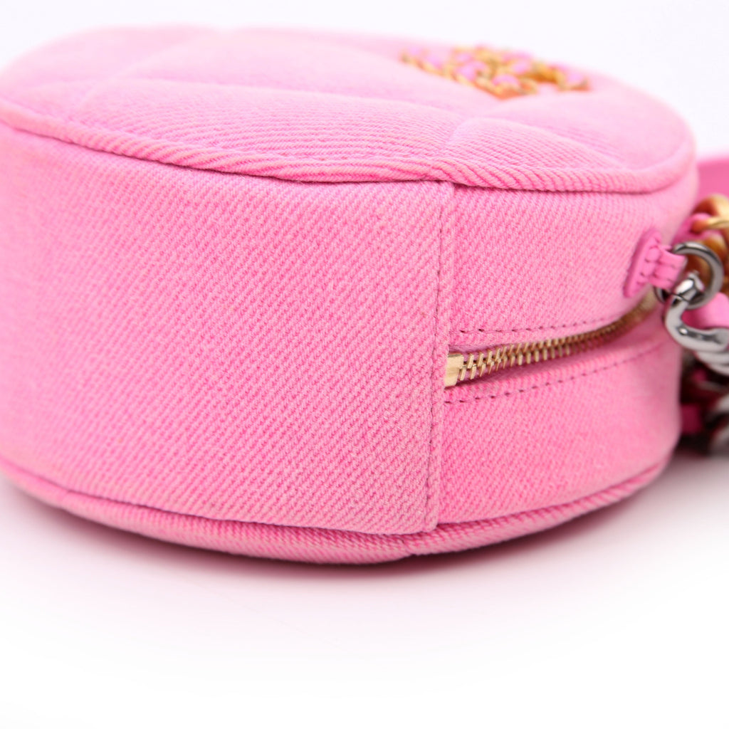 Chanel 19 Round Clutch Denim 31M Pink