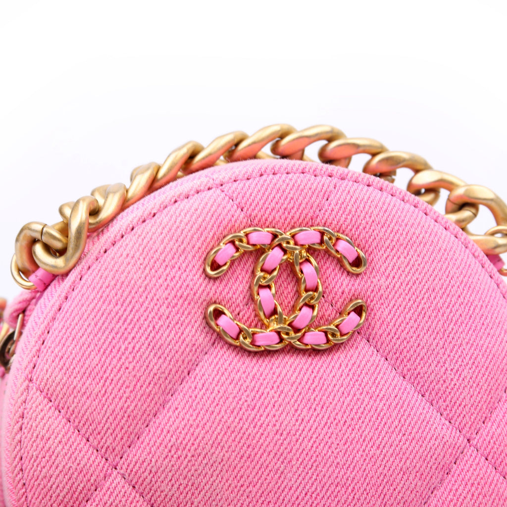 Chanel 19 Round Clutch Denim 31M Pink