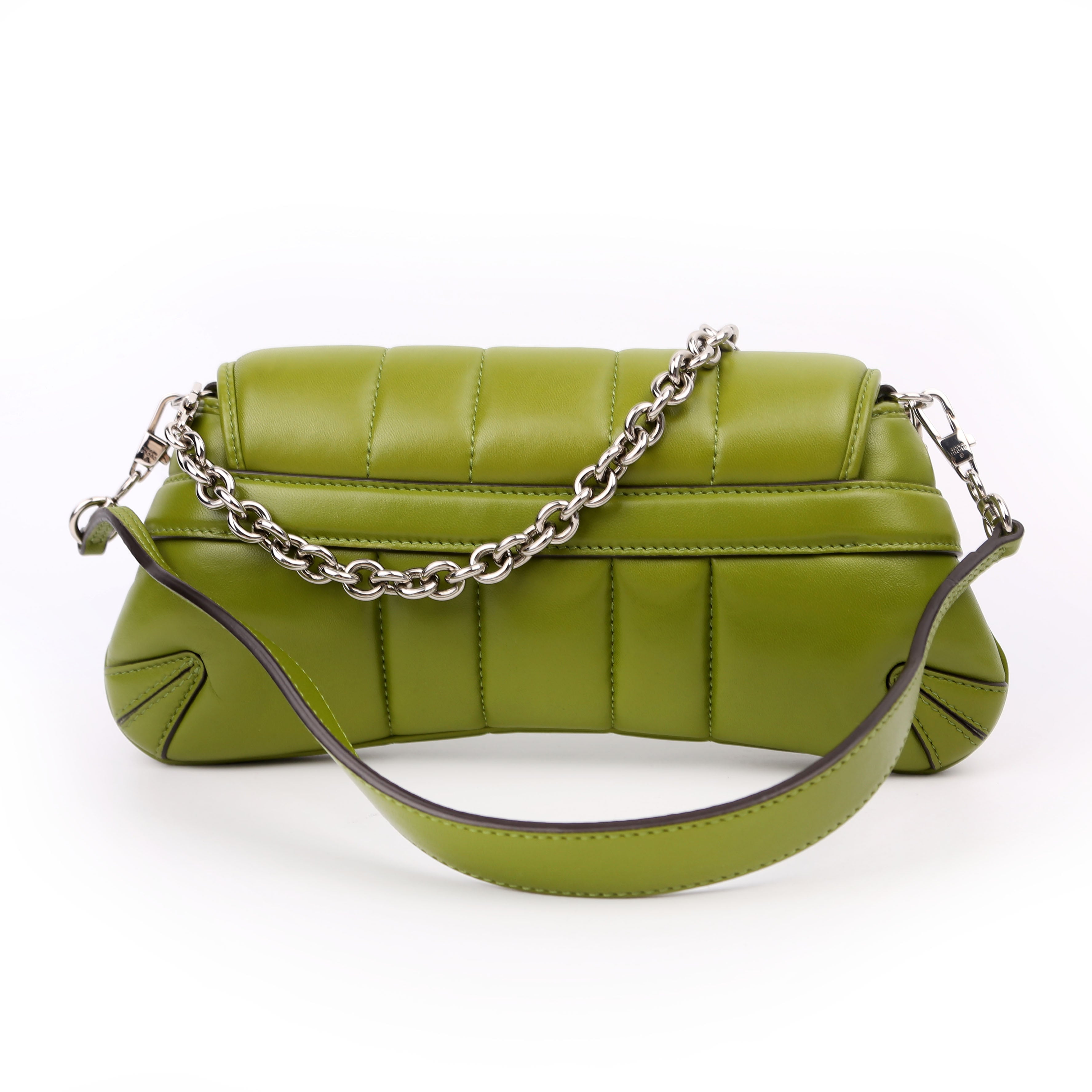 764339 Vertical Quilted Maxi Horsebit Chain Medium Shoulder Bag Green