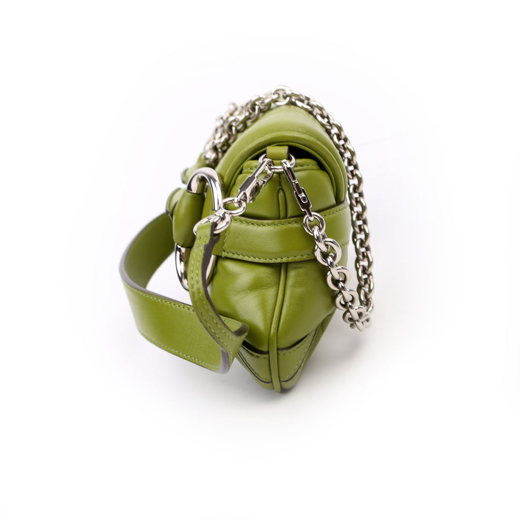 764339 Vertical Quilted Maxi Horsebit Chain Medium Shoulder Bag Green