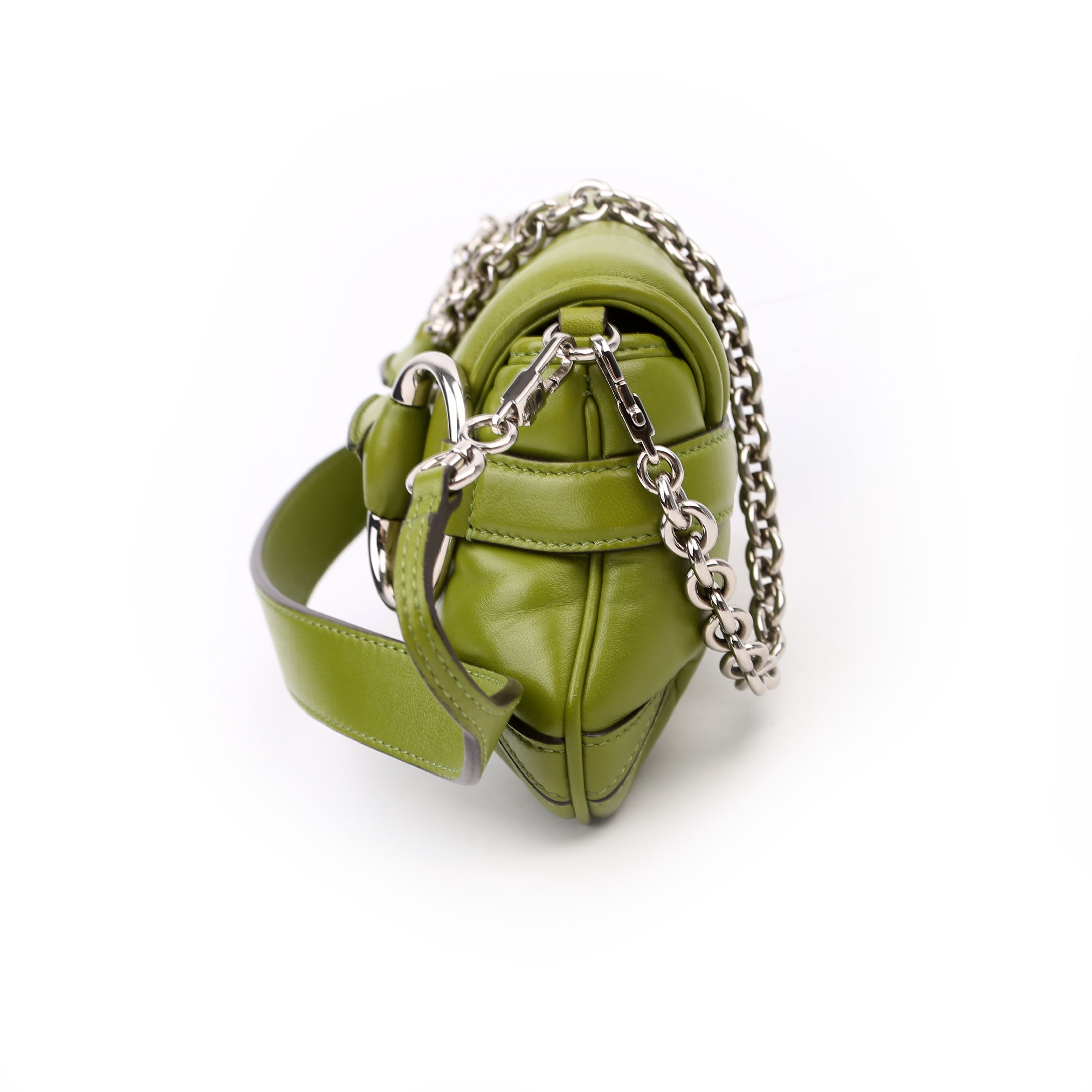 764339 Vertical Quilted Maxi Horsebit Chain Medium Shoulder Bag Green