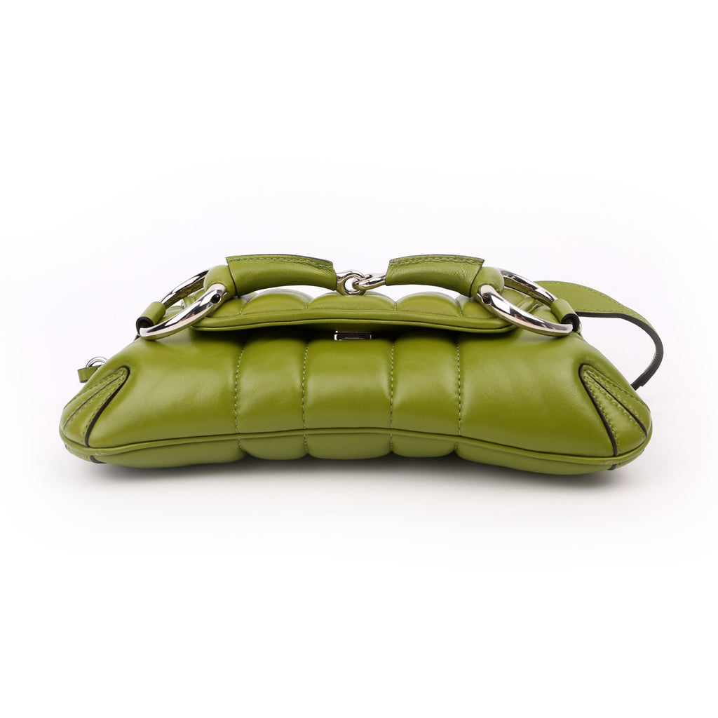 764339 Vertical Quilted Maxi Horsebit Chain Medium Shoulder Bag Green