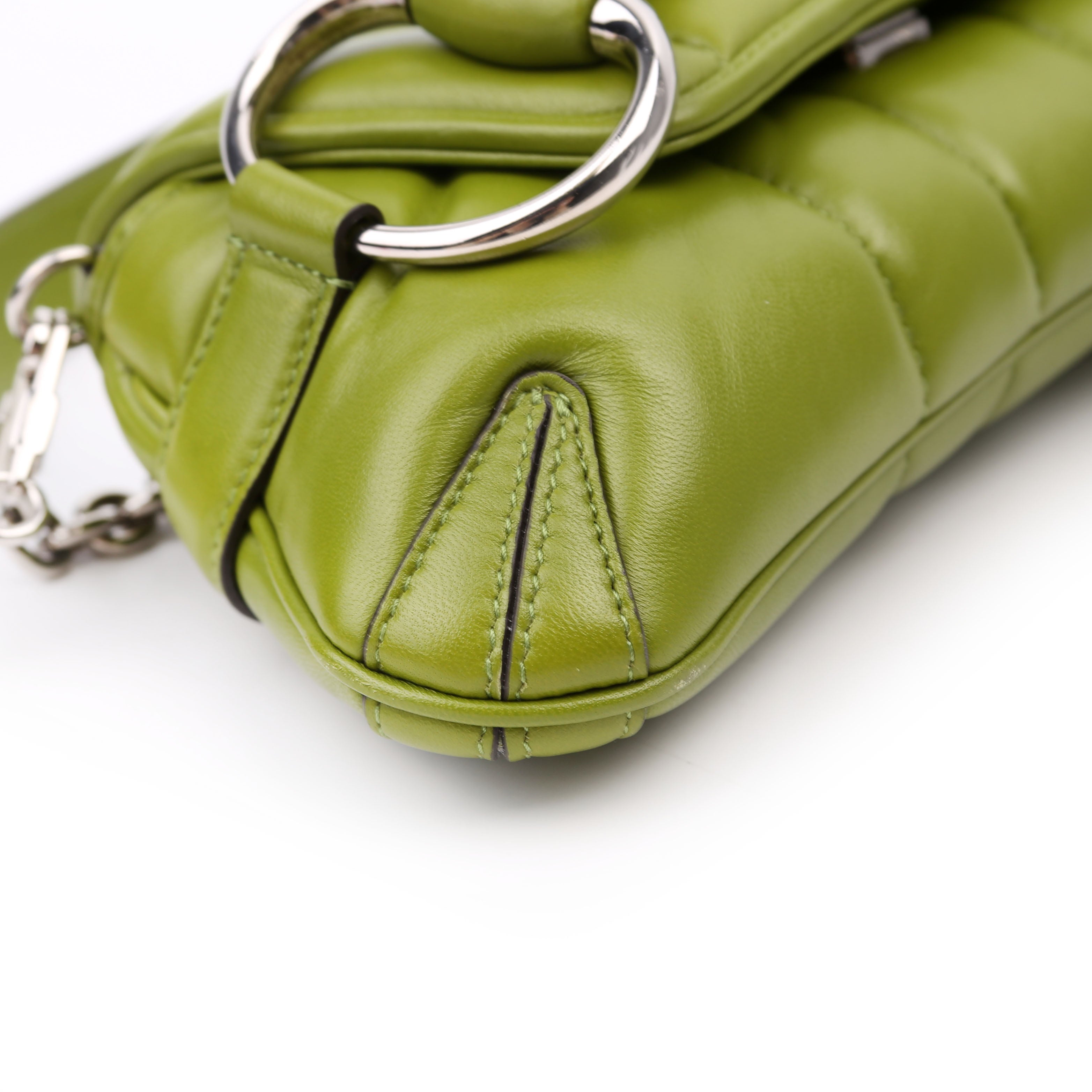 764339 Vertical Quilted Maxi Horsebit Chain Medium Shoulder Bag Green