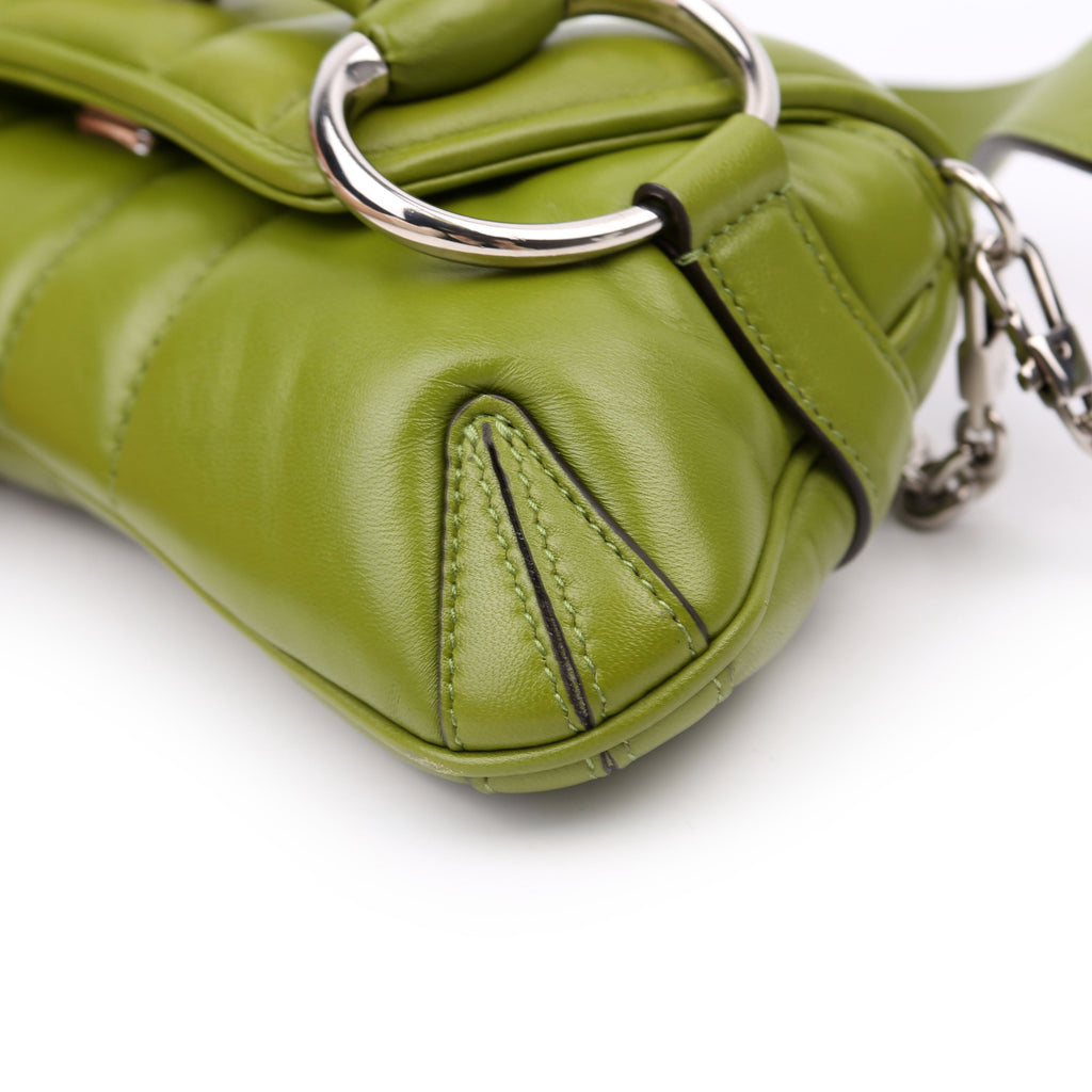764339 Vertical Quilted Maxi Horsebit Chain Medium Shoulder Bag Green