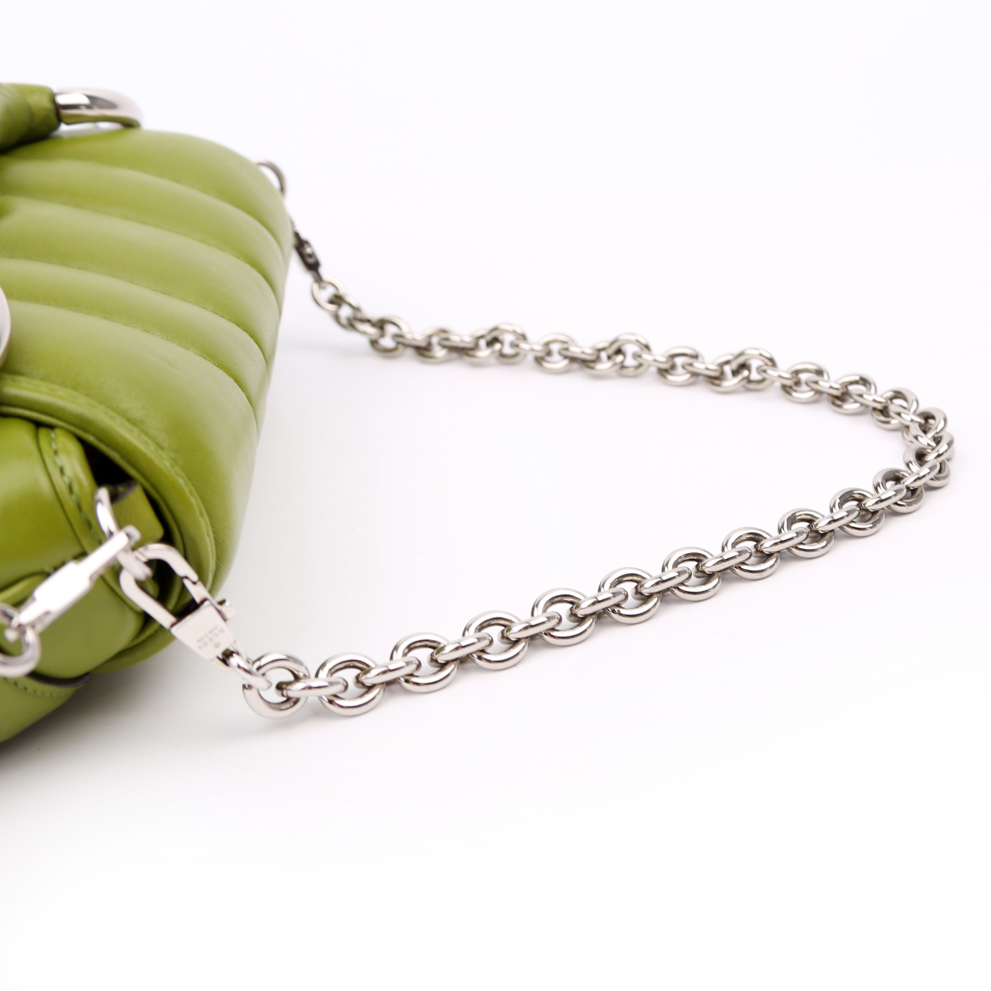 764339 Vertical Quilted Maxi Horsebit Chain Medium Shoulder Bag Green
