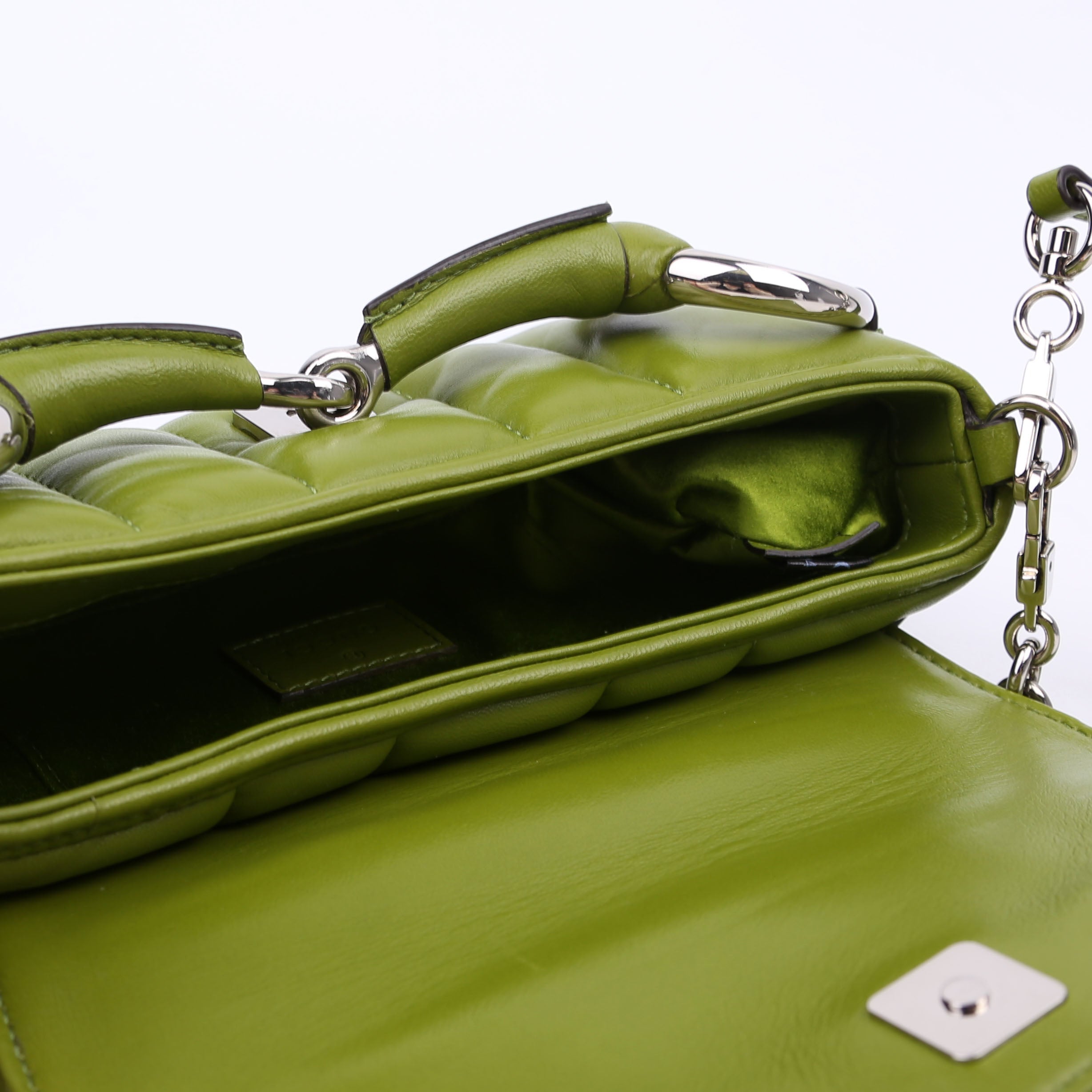 764339 Vertical Quilted Maxi Horsebit Chain Medium Shoulder Bag Green