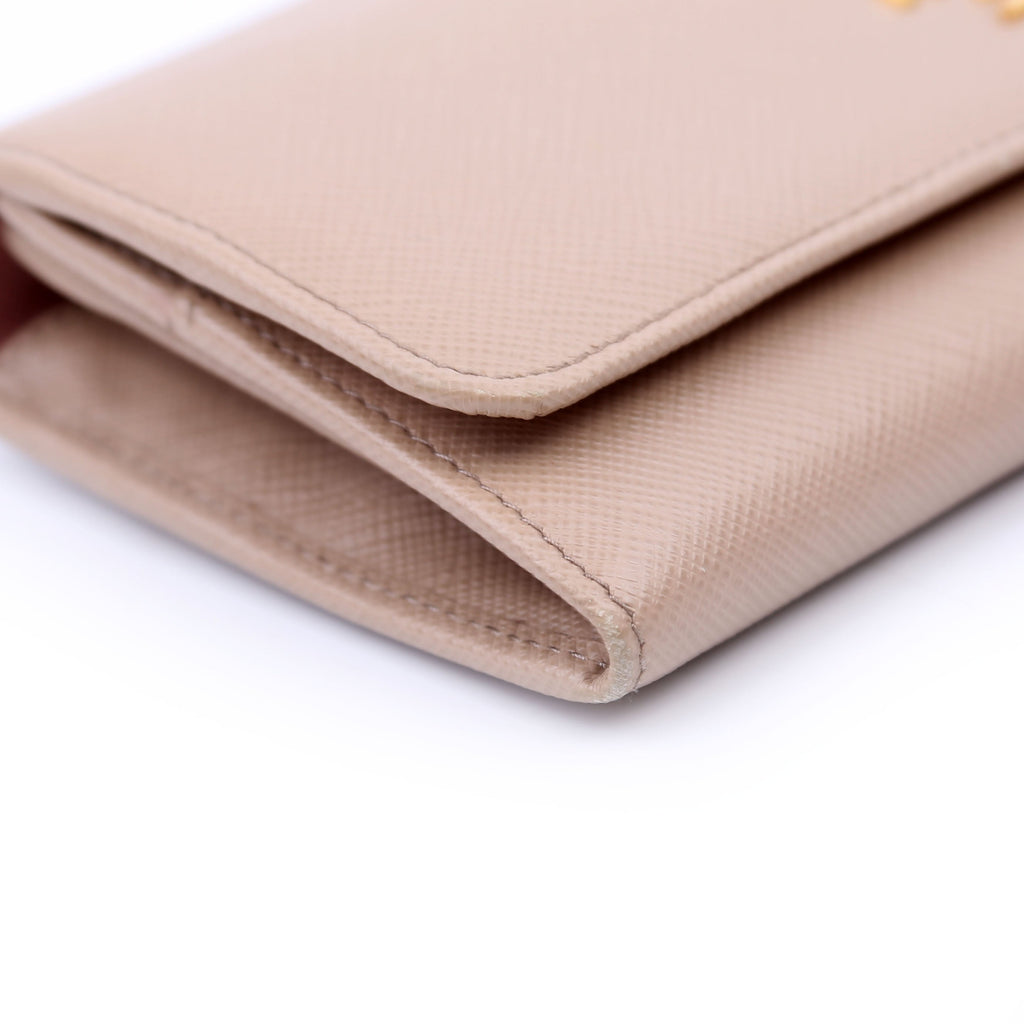 Saffiano Chain Wallet Tan