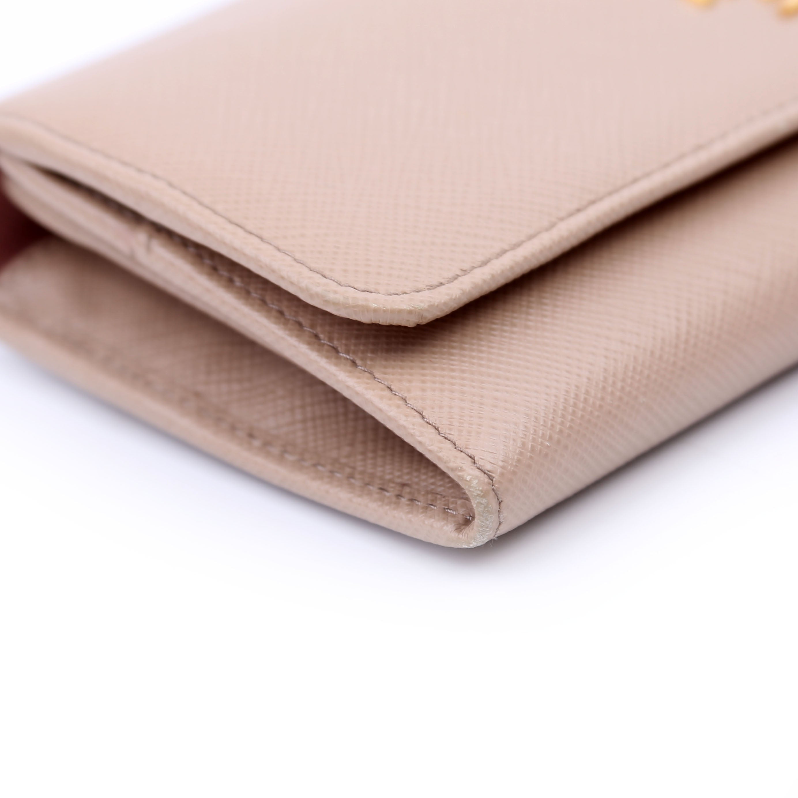 Saffiano Chain Wallet Tan