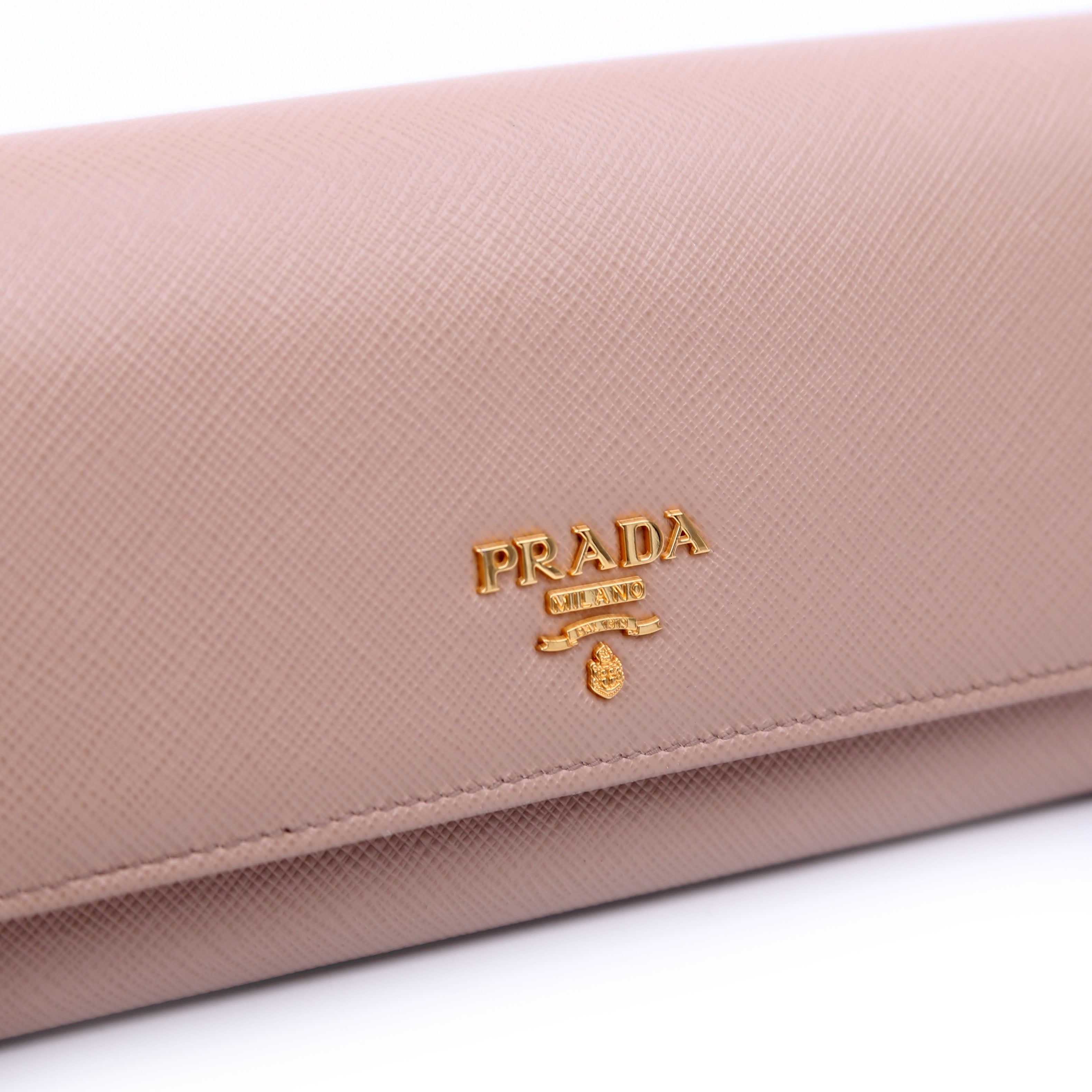 Saffiano Chain Wallet Tan