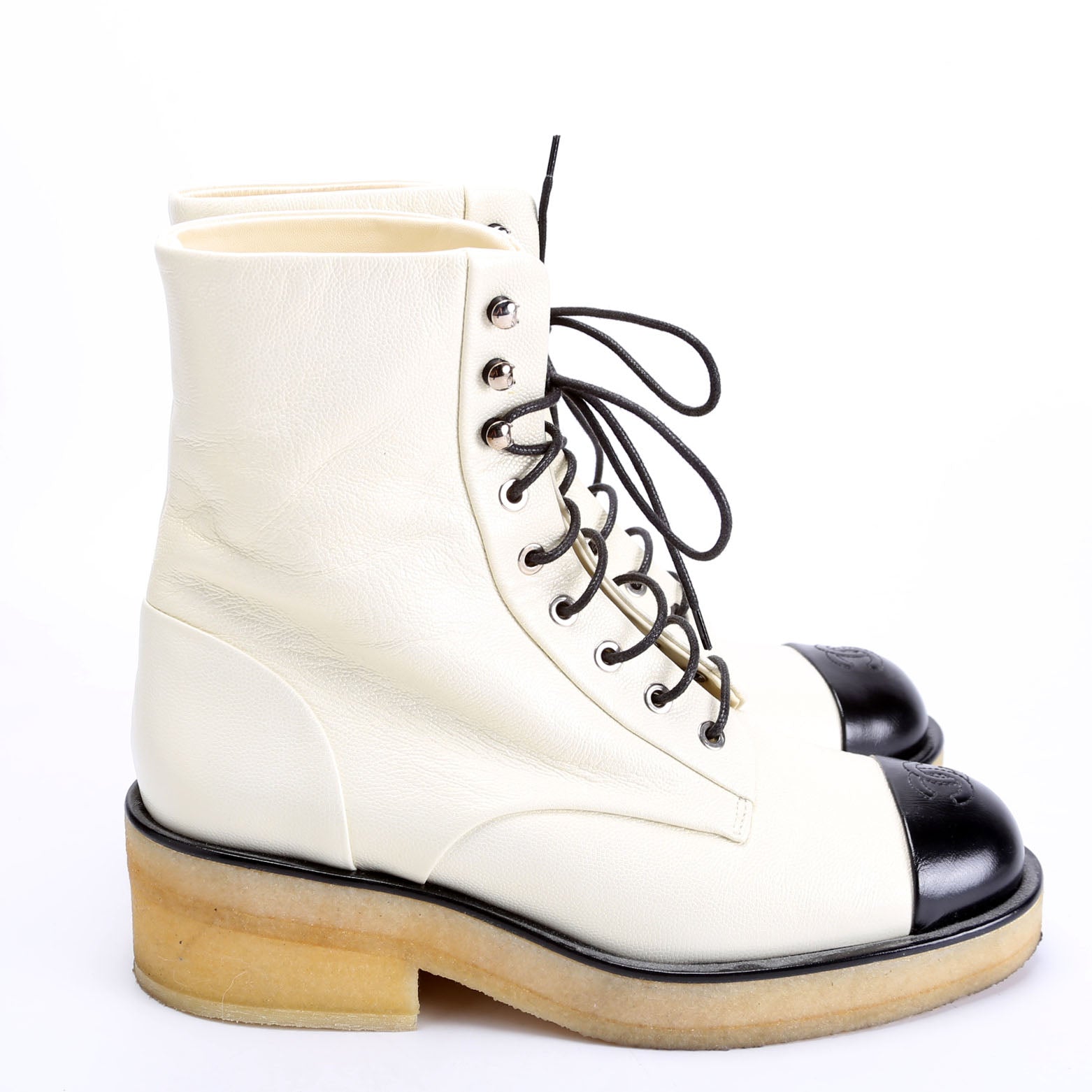 CC Cap Toe Combat Boots Size 40 Champagne/Black