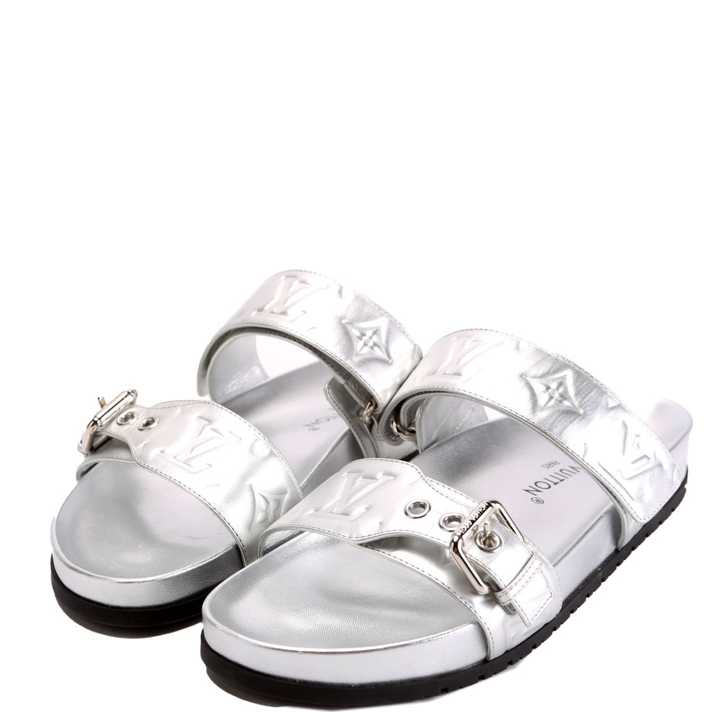 Bom Dia Metallic Leather Sandals Size 39 Silver