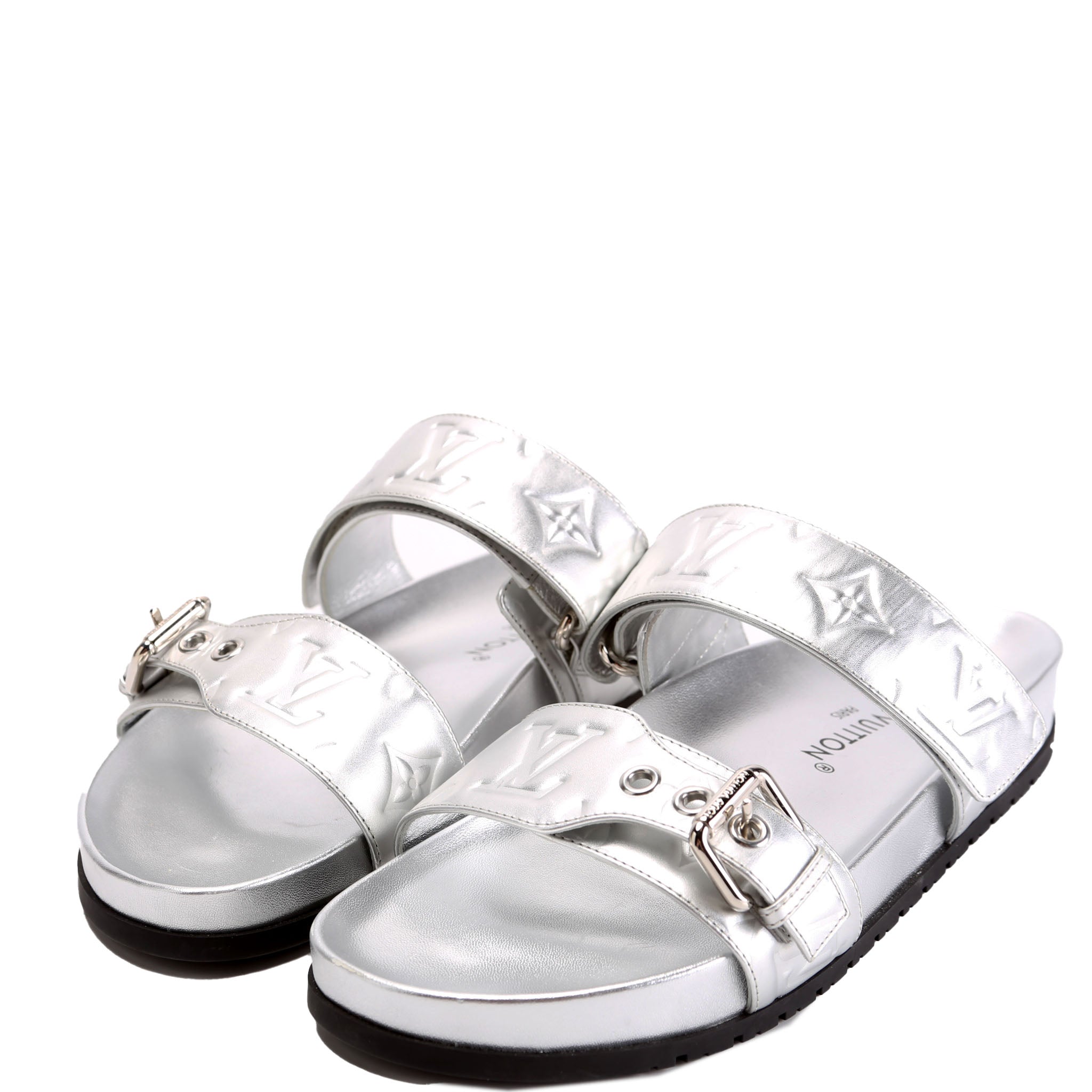 Bom Dia Metallic Leather Sandals Size 39 Silver