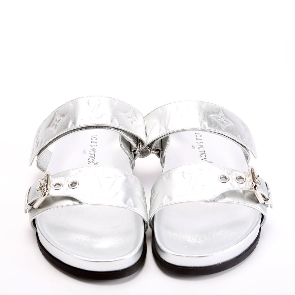 Bom Dia Metallic Leather Sandals Size 39 Silver
