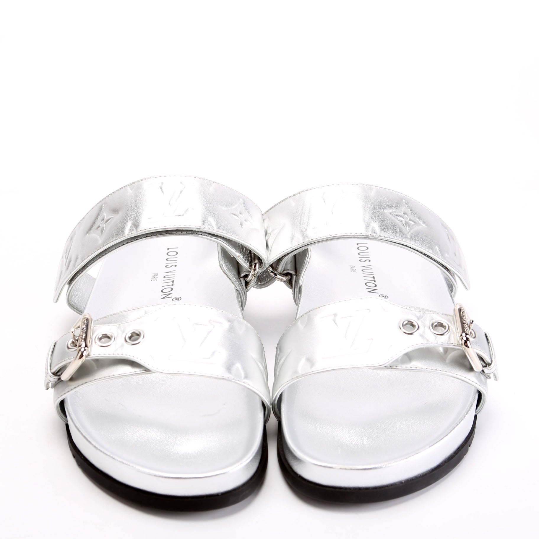 Bom Dia Metallic Leather Sandals Size 39 Silver