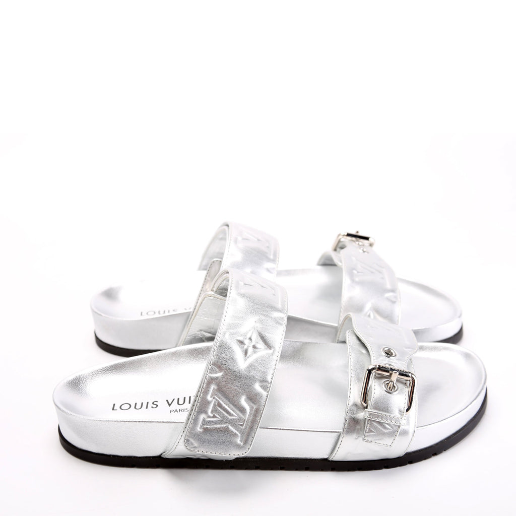 Bom Dia Metallic Leather Sandals Size 39 Silver