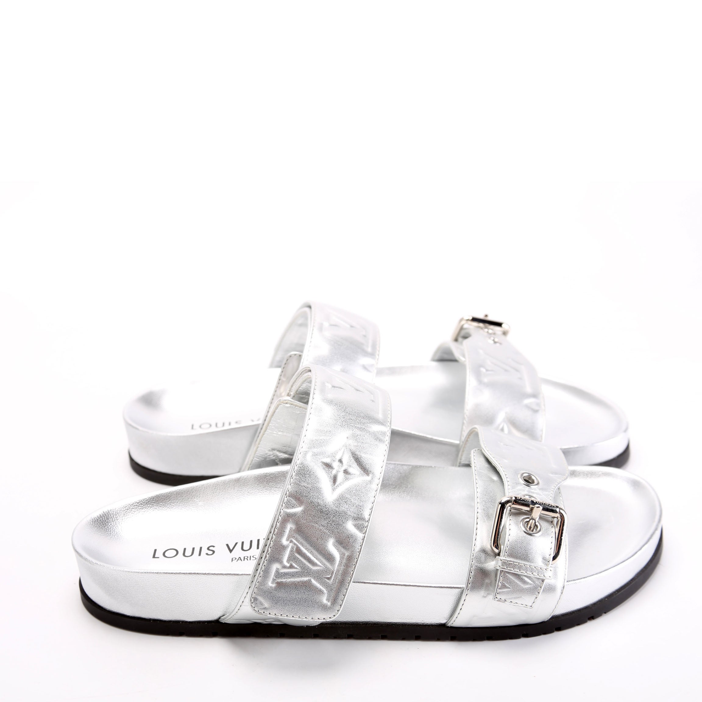 Bom Dia Metallic Leather Sandals Size 39 Silver