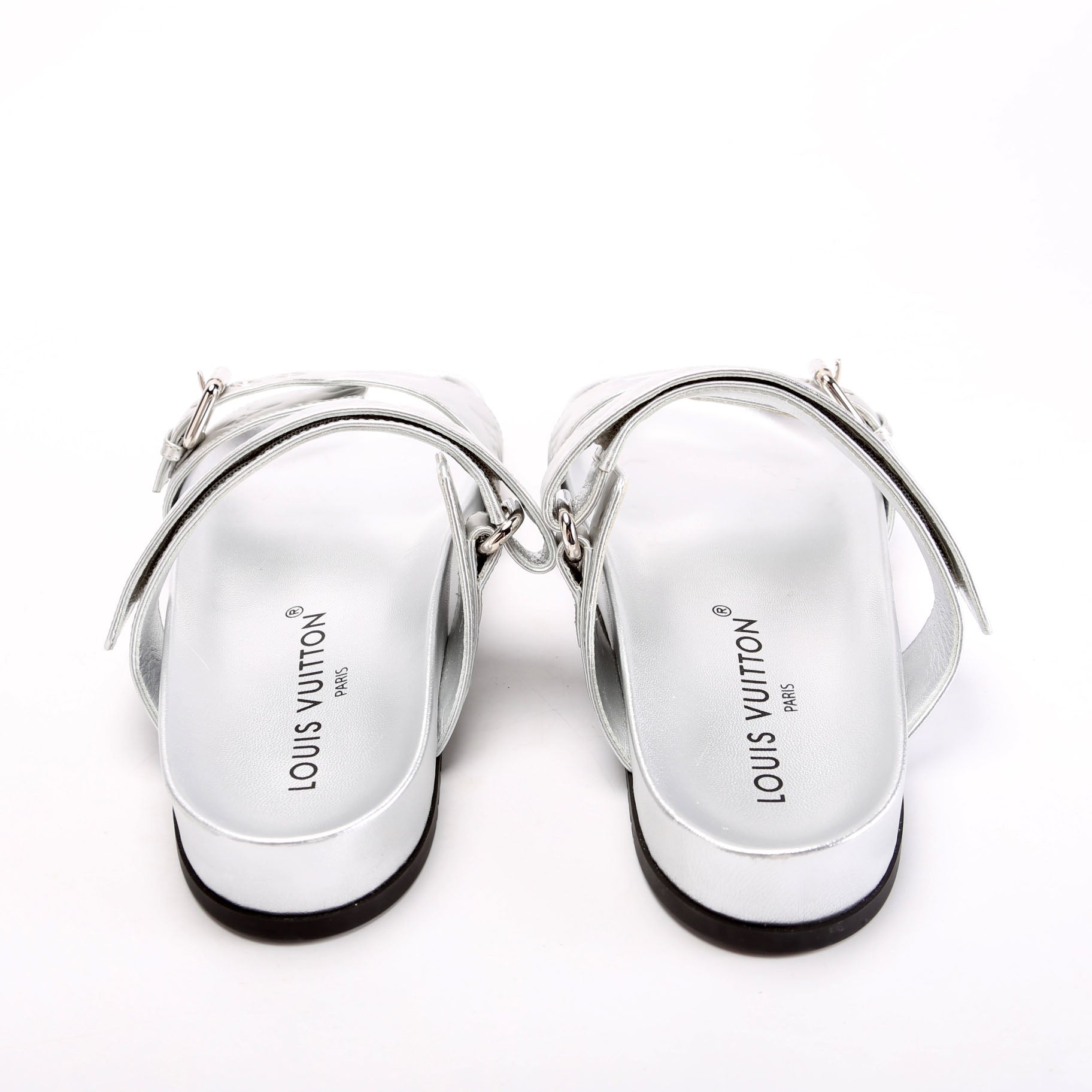 Bom Dia Metallic Leather Sandals Size 39 Silver