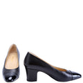 CC Cap Toe Block Heels Size 39.5 Black