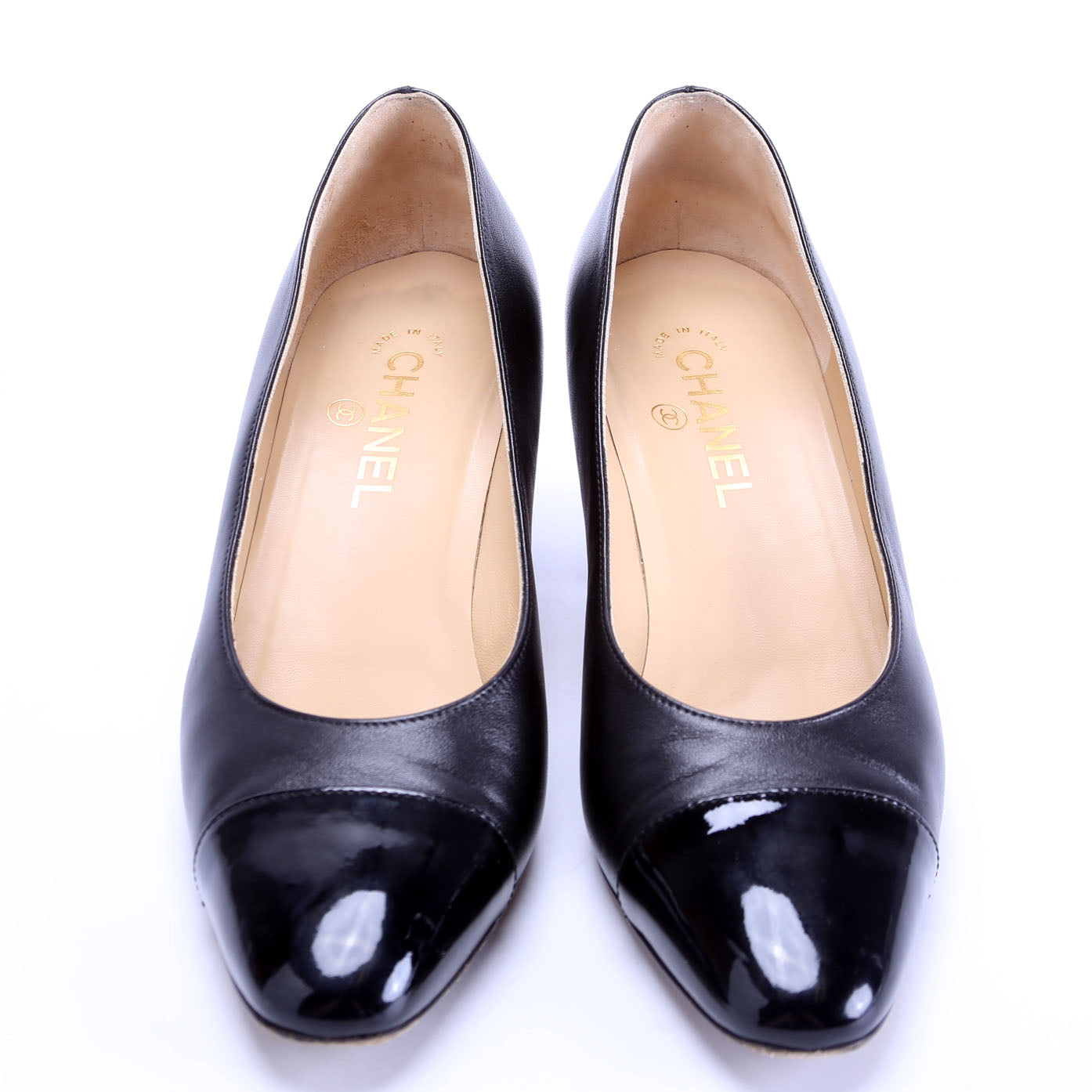 CC Cap Toe Block Heels Size 39.5 Black