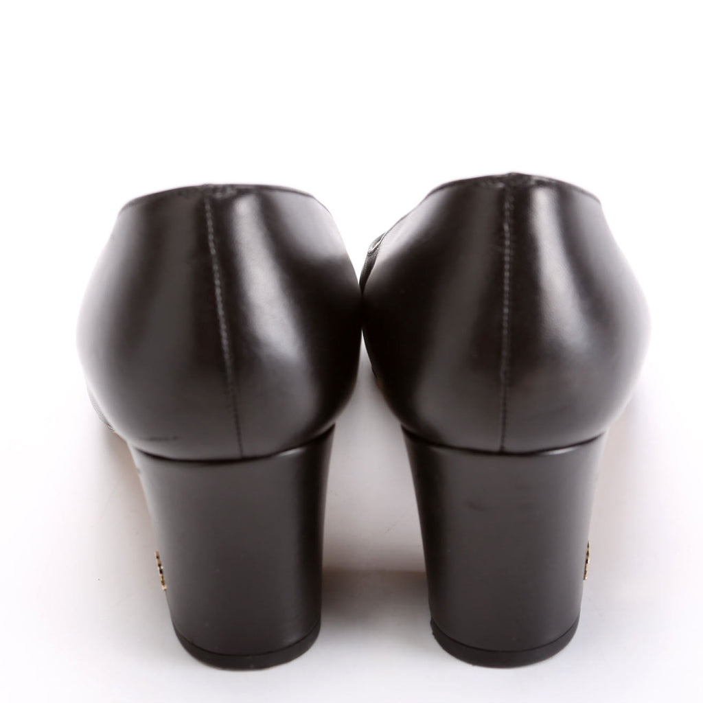 CC Cap Toe Block Heels Size 39.5 Black