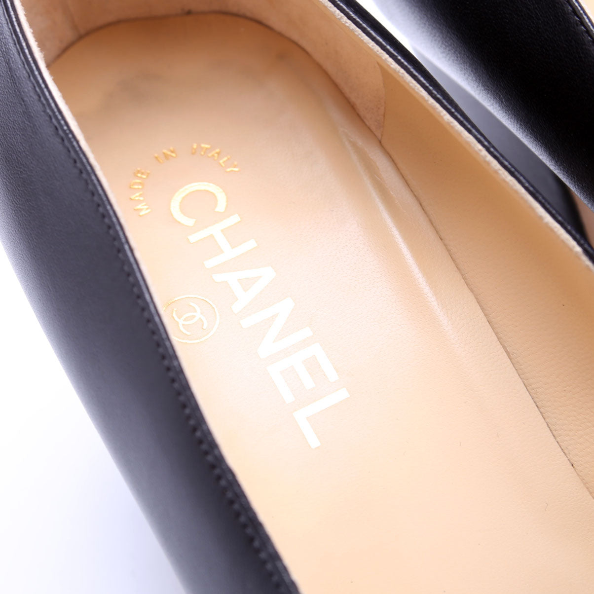 CC Cap Toe Block Heels Size 39.5 Black